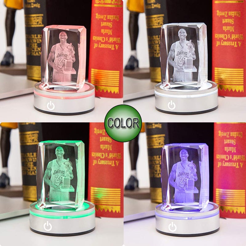 IFOLAINA LED Light Base Lighted Display Stand for Crystal 3D Photo Glass Art Tumbler RGB Multicolor Lighting Round Pedestal USB Battery Operated - Flat - Image 5
